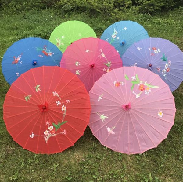

umbrellas 100pcs/lot assorted colors with hand-painted flower designs wedding bride umbrella silk parasol sn239