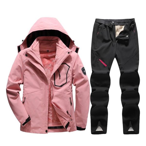 

winter thick warm women ski suit waterproof windproof skiing snowboarding jacket +pants sets womens snow costumes suits