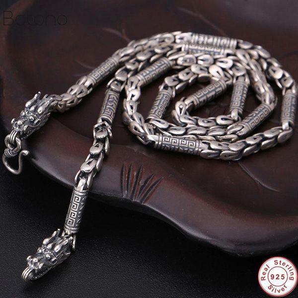 

silver colour dragon male necklace tibetan six words proverb power chains