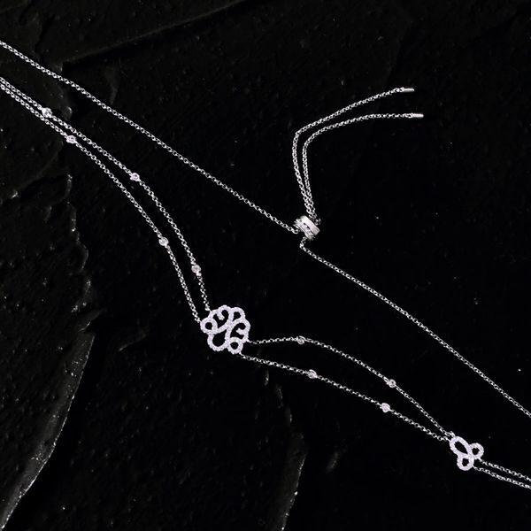 

s925 sterling silver necklace women's vine pattern sweater chain flower adjustment multi-layer clavicle personality fashion luxury bran