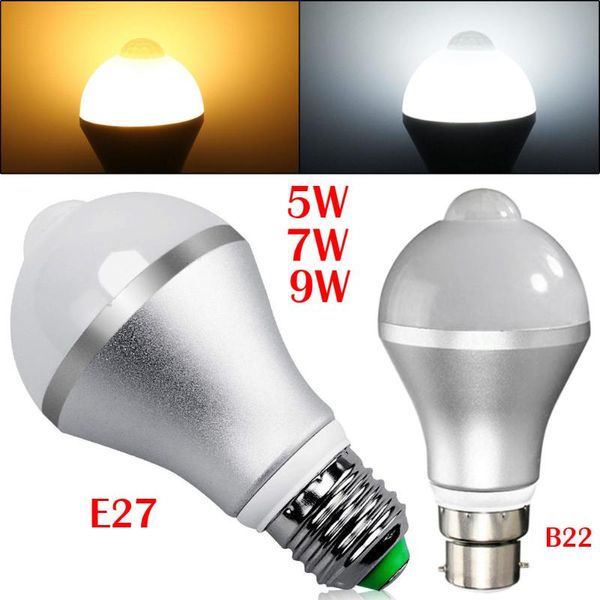 

bulbs brand e27/b22 5730smd 5w / 7w 9w led smart auto on/off pir motion sensor nightlight light lamp globe bulb for indoor
