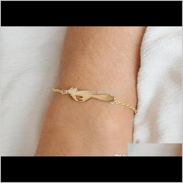 

charm jewelry drop delivery 2021 10pcs- b040 sier gold cute forest running bracelet simple animal tiny tail bracelets for gifts ubzwt, Golden;silver