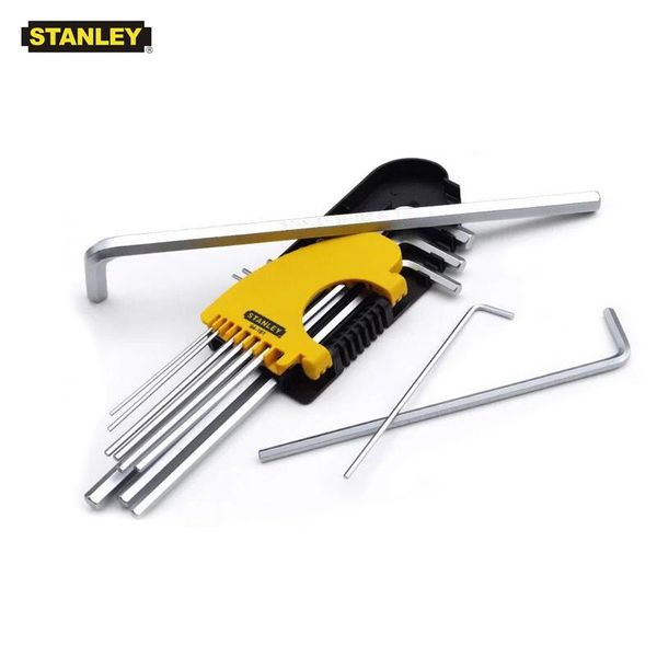 

hand tools stanley 12pcs/set short long allen key set inch 1/16 5/64 3/32 to 3/8 hex shank flat end imperial wrench sets s2 steel