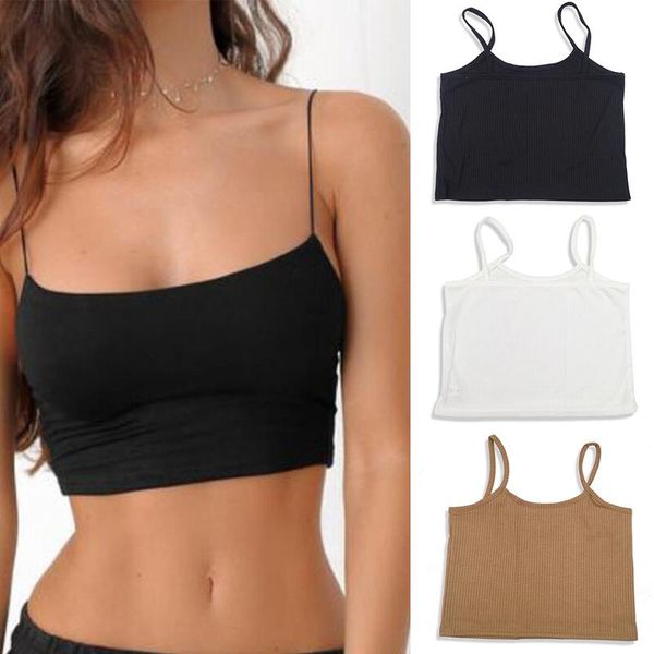 

camisoles & tanks 2021 fashion women backless crop solid camis casual tank laides summer vest sleeveless blusas, Black;white