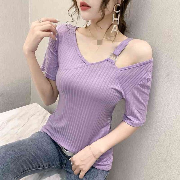 

women's t-shirt summer european clothes t-shirt cotton shirt fashion off shoulder women ropa mujer short sleeve tees t05, White