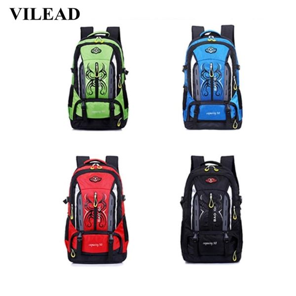 

vilead 50l fashion waterproof nylon shoulder bag outdoor breathable camping hiking backpack students large capacity travel bags
