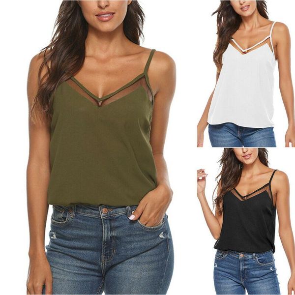 

women's tanks & camis womens plain sleeveless v neck tank ladies casual loose fashion vest female clothes solid color summer 2021, White