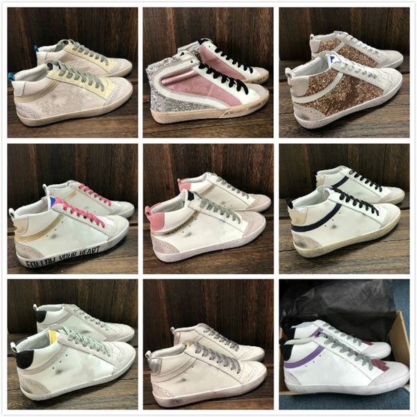 

italy mid star high shoes golden sneakers classic white do-old dirty shoe designer gooses women man trainers, Black