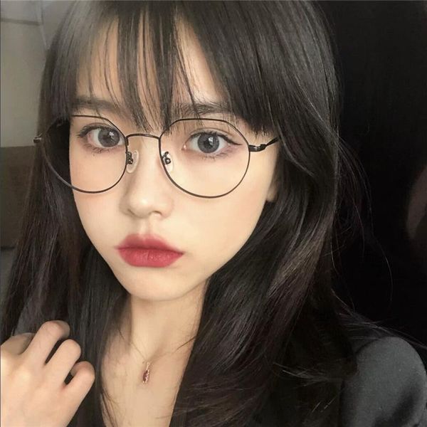 

sunglasses vintage anti blue light glasses frame round lens myopia optical mirror simple metal women men transparent eyewear frames, White;black