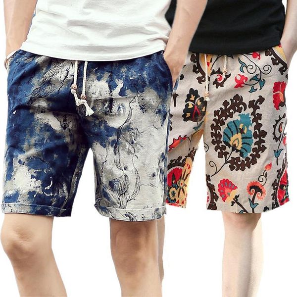 

men's shorts beach men summer hawaii mens linen loose straight comfortable drawstring casual hip hop homme male s-4xl 84j9, White;black