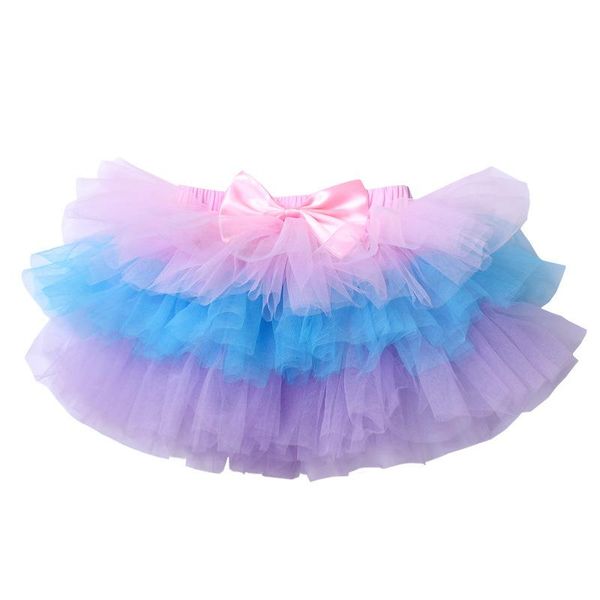 

skirts 0-2yrs baby girls 3-layers tutu lace mesh infant kids colorful, Blue