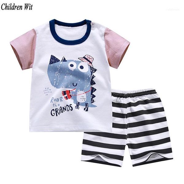 

summer baby clothing set cartoon cotton boys girls suit 0-3 year clothes1, White