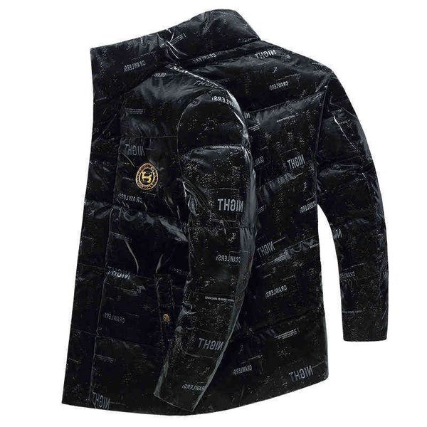 

simple feeling bright face men's down et winter middle and long cold proof leisure stand collar trend warm, Black