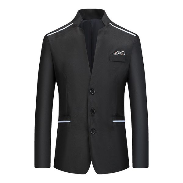 

fashion suits 2021 men's european standing collar solid color suit, White;black