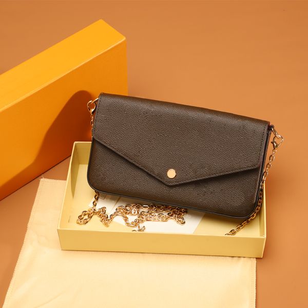 Роскошные дизайнерские сумки Кошелек Женская мода Monogrames Multi Pochette Felicie Chain Сумка через плечо с коробкой