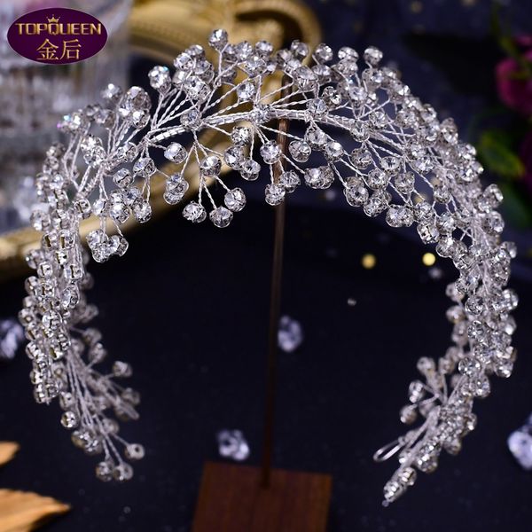 

pgraphy diamond tiara baroque crystal bridal headwear crown rhinestone with wedding jewelry hair accessories diamond bridal crowns headpiece, Silver