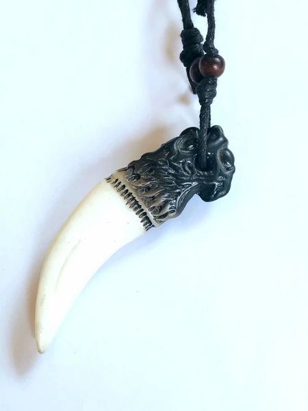 

12 pcs biker necklace handmade carved yak bone tibetan tribal ornaments, Silver