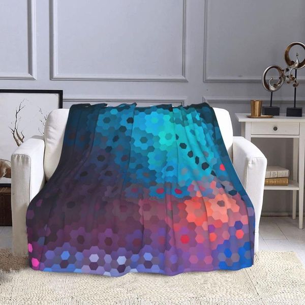 

blankets abstract circle grids pattern lightweight blanket for home decor, bed, sofa, black, 50"x40"