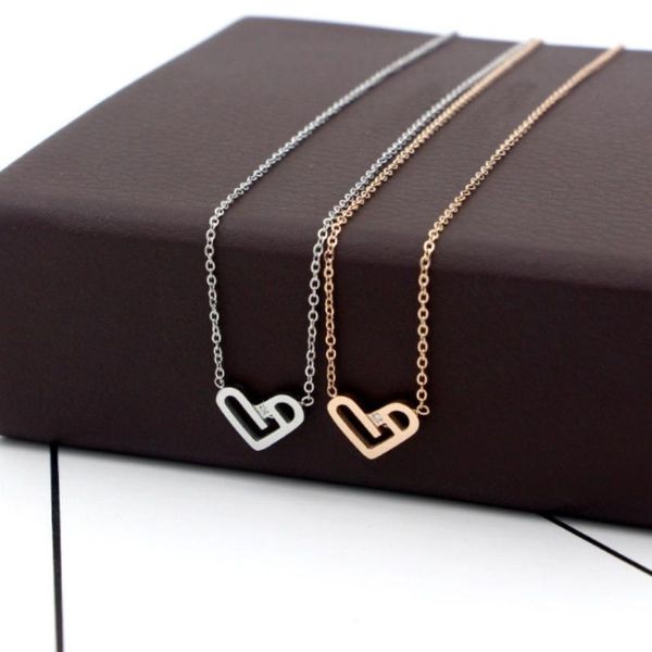 

pendants stainless steel heart shape love pendant necklace, Black
