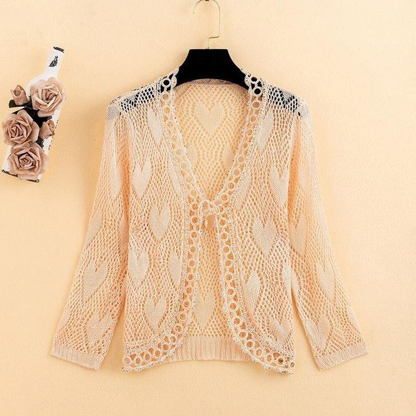 

women's knits & tees ice silk knitted cardigan summer shawl style outer thin short section temperament casual jacket foreign, White