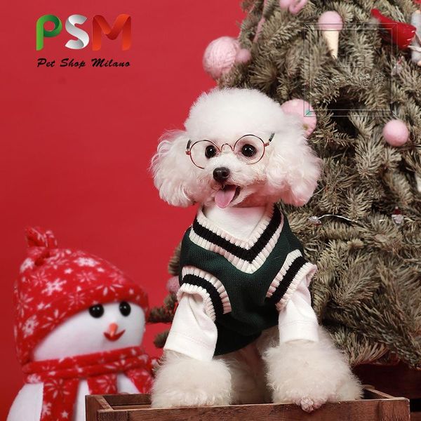

dog apparel pet vest in autumn/winter style, warm knit cotton vest, v-neck college artistic clothes