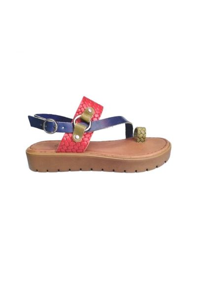 

thong leather sandals navy blue vk103, Black