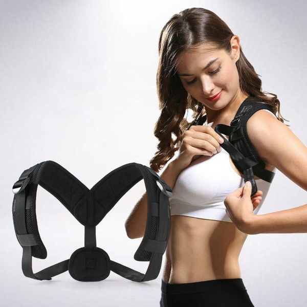 

anti-humpback sitting posture correction belt clavicle spine postpartum reinforced ankle support, Blue;black