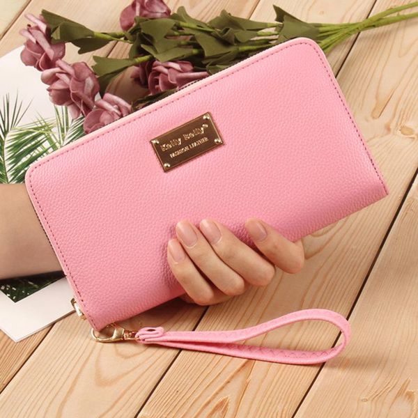 

wallets ladies hand bags small change mini money wallet women's long zipper clutch bag female phone fashion three-fold purse, Red;black