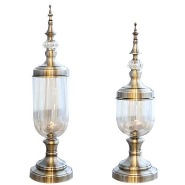 

vases 2 pcs european retro glass metal vase modern artist residence decorative artificial flower wedding gold + glass, larg
