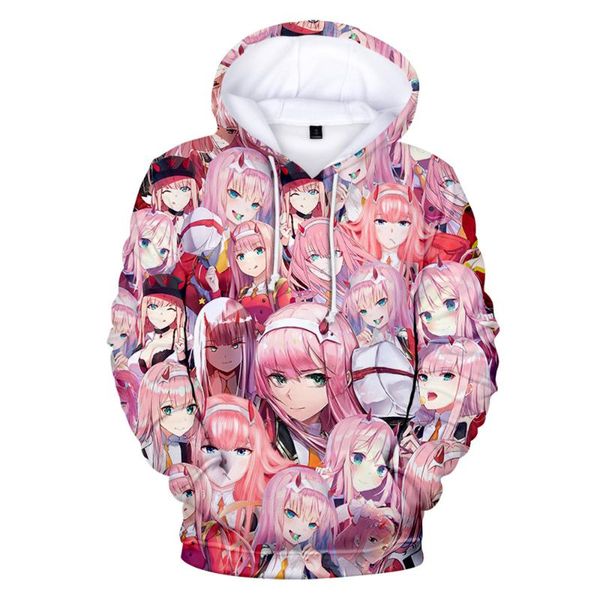 

men's hoodies & sweatshirts 2021 3d printing hoodie anime girl zero two fashion sweatshirt women's harajuku coat unisex, Black
