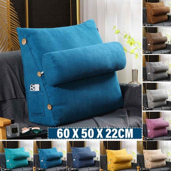 

60x50x20/45x45x20cm cotton canvas triangular backrest cushion wedge lumbar pillow support bolster headboard cushion/decorative