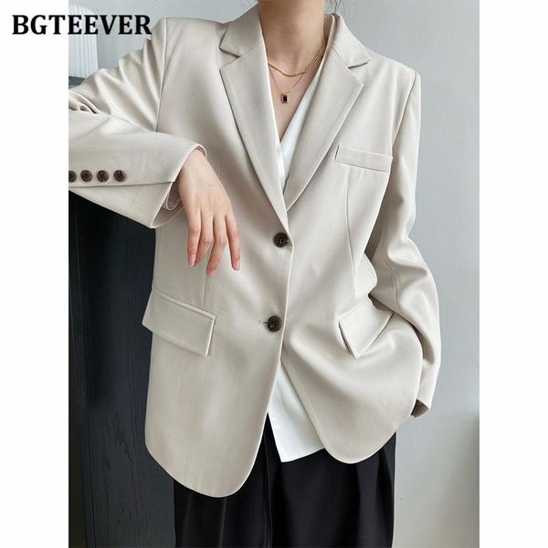 

women's suits & blazers bgteever chic casual single-breasted loose female suit jackets 2021 autumn buttons ladies outwear full sleeve w, White;black