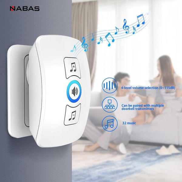 

doorbells nabas home wireless doorbell 433mhz welcome friend smart 150meters long distance 32 songs 4 level volumes door chimes