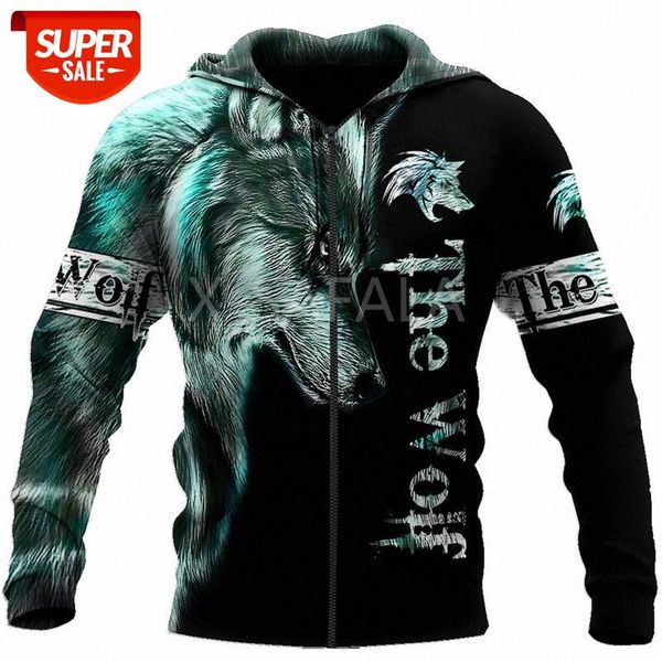 

green wolf animal 3d all print size xs-7xl hoodie man women harajuku outwear zipper pullover sweatshirt casual #zc7u, Black