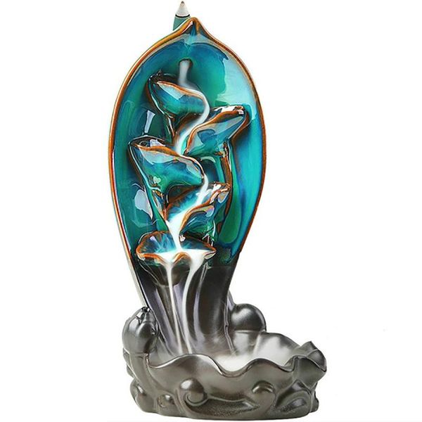 

fragrance lamps waterfall incense burner backflow holder ceramic smoke censer for home office yoga