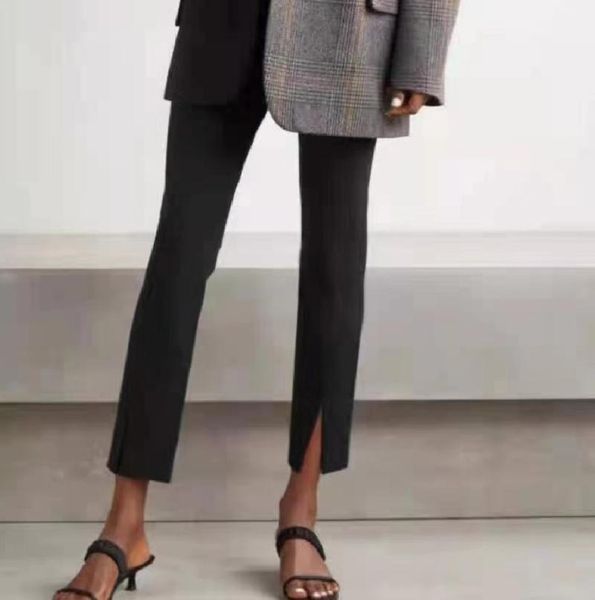 

women's pants & capris women 2021 spring and summer ladies stitching solid color cropped trousers, Black;white
