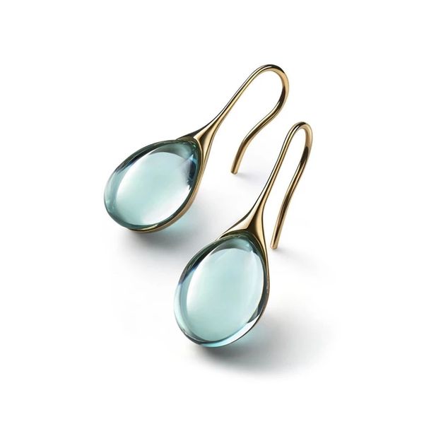 

trendy earrings 4 colors delicate gold color inlay natural stone hook dangle earring for women wedding engagement jewelry, Silver