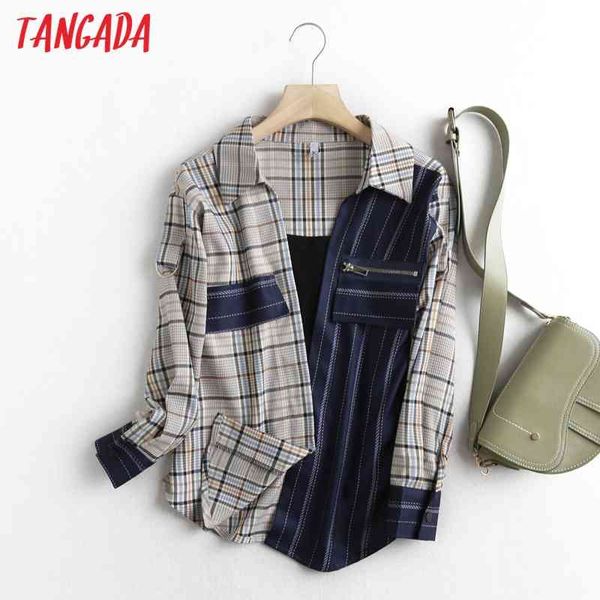 

women retro oversized boyfriend style patchwork blouse chic female casual loose shirt blusas femininas 5m8 210416, White
