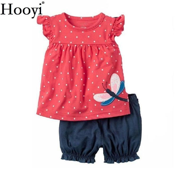 Мода детская одежда костюм стрекозы красный новорожденный наборы одежды девушка футболка прыжки шорты брюки летний наряд 6 9 12 18 24 месяца 210413