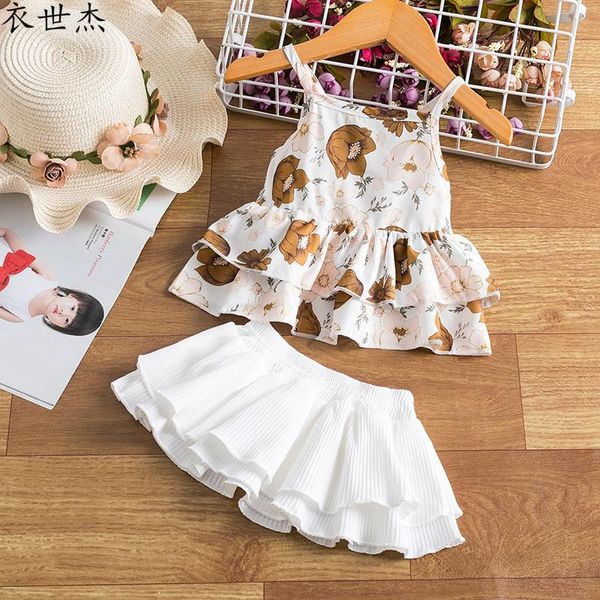 

flower girl dress 0-24 months birthday party summer 2 pieces baby clothing sets, White