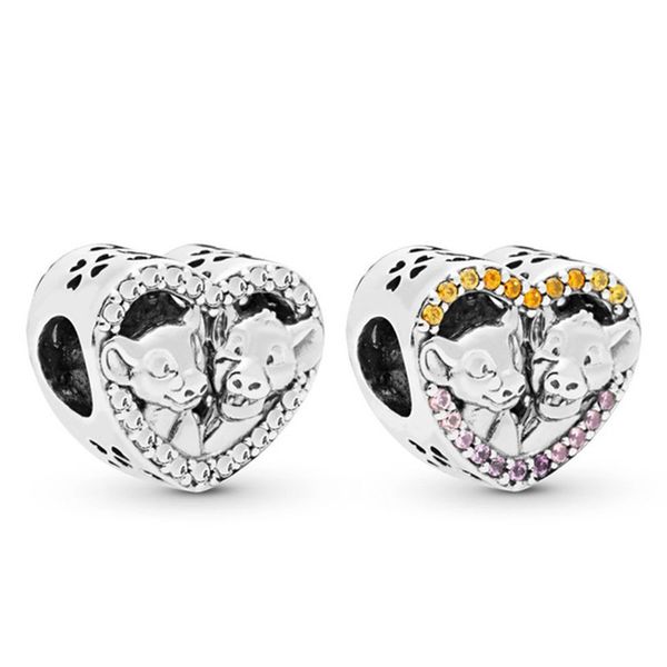 

1pcs cute heart lion pendant diy beads adapting to original pandora charm bracelet ladies jewelry making gifts, Silver