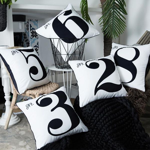 

pillow simplicity black white number hugs cushion sleeping square pillows for sofa car home decor bed chair 40*40cm