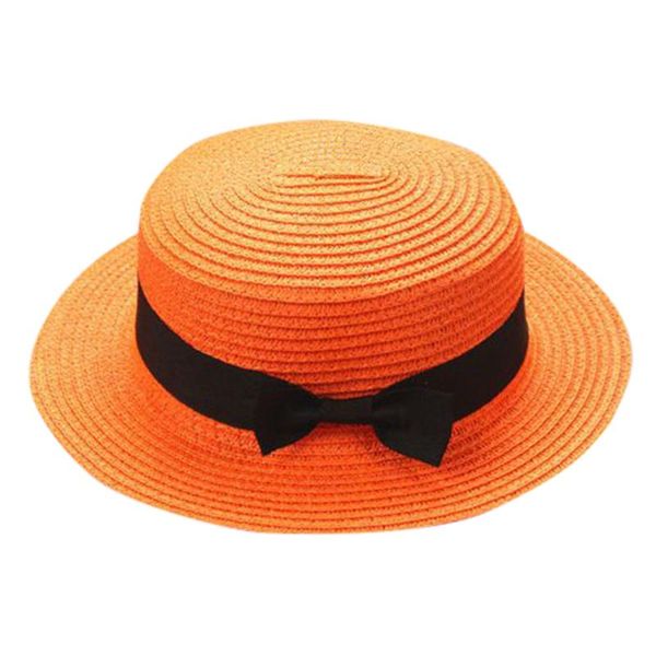 

wide brim hats bowknot breathable straw hat for kids boy girls baby cap summer sunscreen sun small formal 9 colors size children, Blue;gray