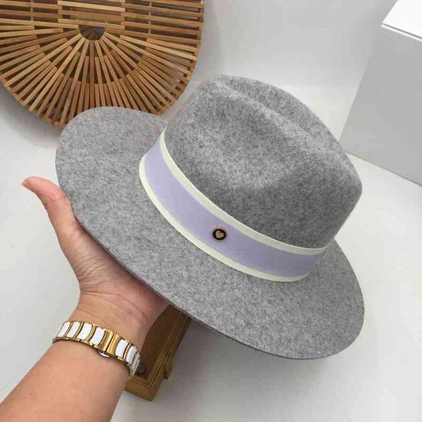 

berets fleece hat color ribbon white light purple double black metal jazz fedoras panama 2jij, Blue;gray