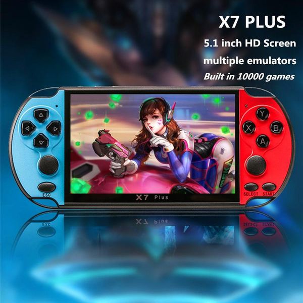 

colorful x7 plus handheld game player 5.1 inch hd screen built-in 10000 games 8gb video for fc/gba/arcade portable players