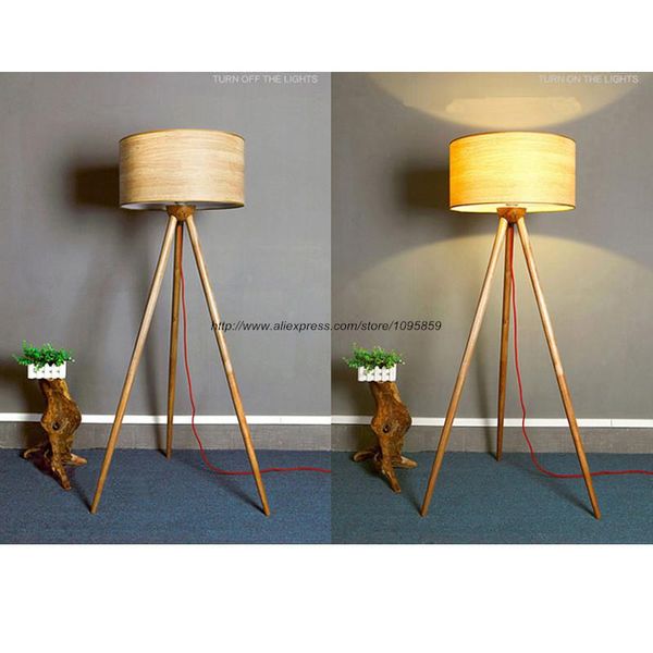 

floor lamps modern wooden three legged lamp light bedroom bedside standard reading lighting