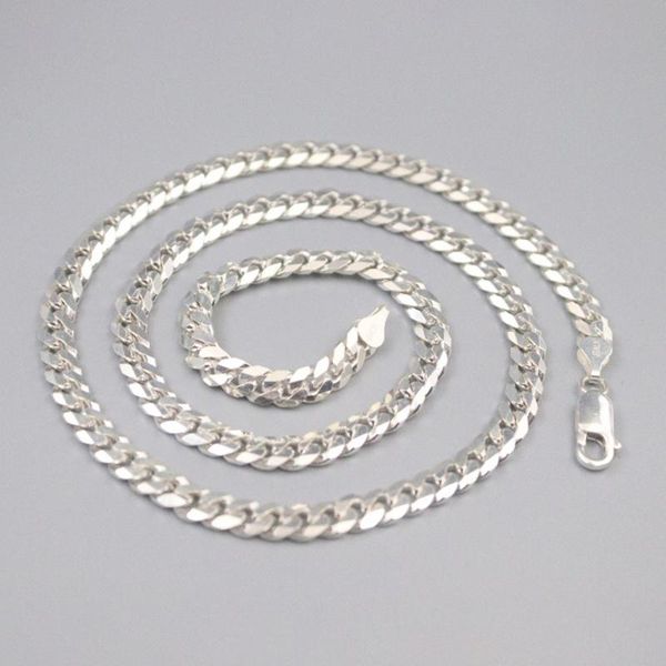

chains pure 925 sterling silver chain lucky width 5.5mm curb link necklace 50cm / 33-34g for man women gift