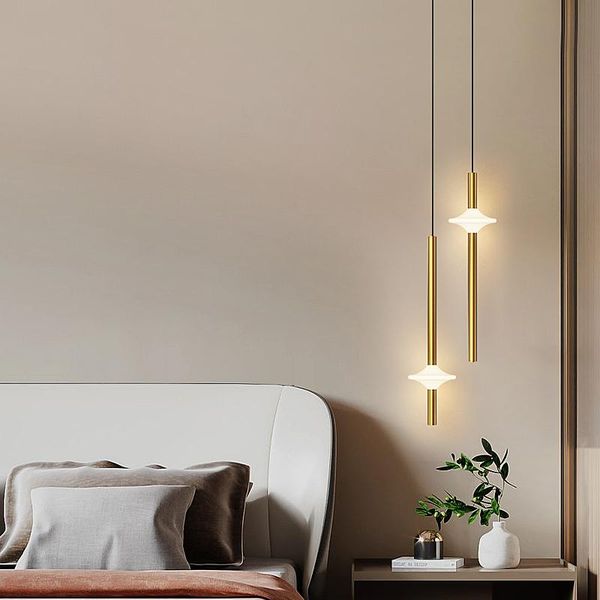 

pendant lamps bedside chandelier modern minimalist bedroom lamp net red nordic bar long line small light