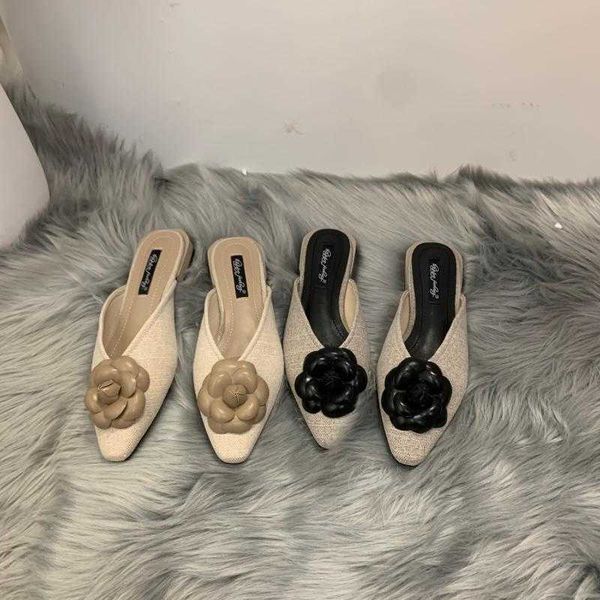 

xgravity new fashion summer shoes elegant comfortable mules female flower design point toe slippers summer footwear ladies b338 210429, Black