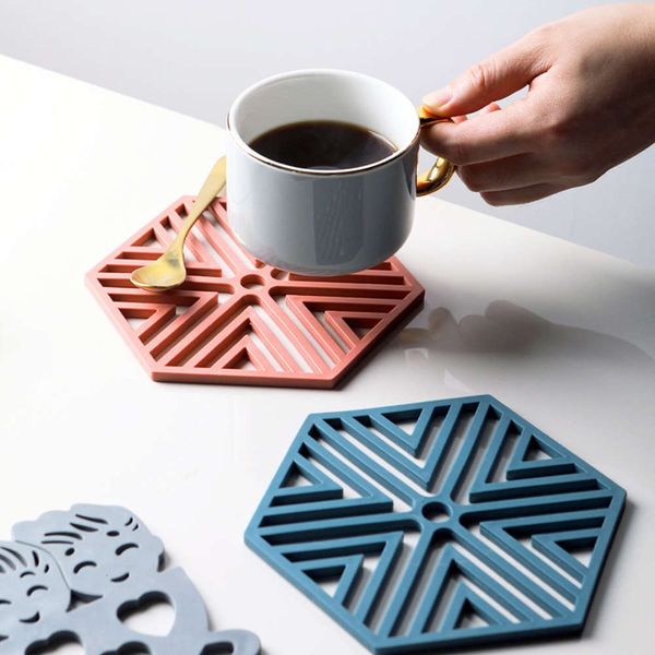 

high temperature and environmental protection silicone geometric household bowl dish tableware cushion cup heat insulation pad